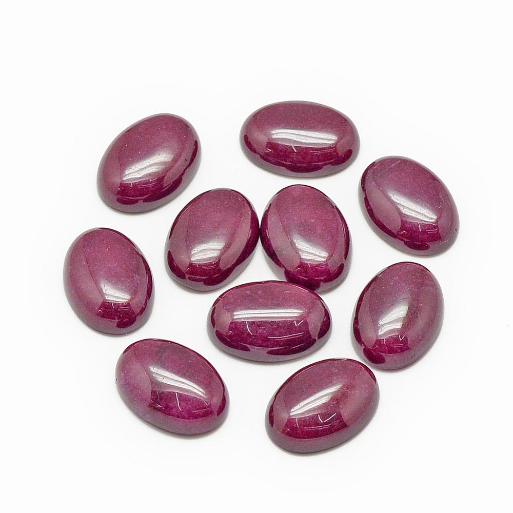 PandaHall Natural White Jade Cabochons, Dyed, Oval, MediumVioletRed, 18x13x5mm White Jade Oval Red