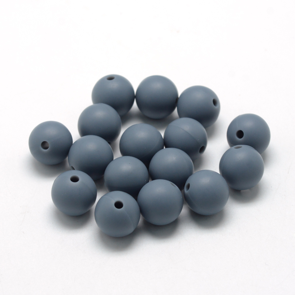PandaHall Food Grade Environmental Silicone Beads, Chewing Beads For Teethers, DIY Nursing Necklaces Making, Round, SlateGray, 8~10mm, Hole...