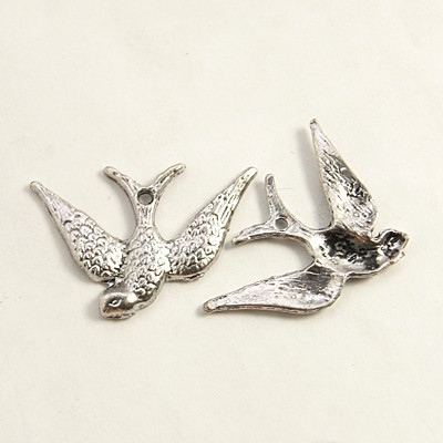 PandaHall Tibetan Silver Pendants, Lead Free and Cadmium Free, Bird, Antique Silver, about 25mm long, 17mm wide, 2mm thick, hole: 1mm Alloy...