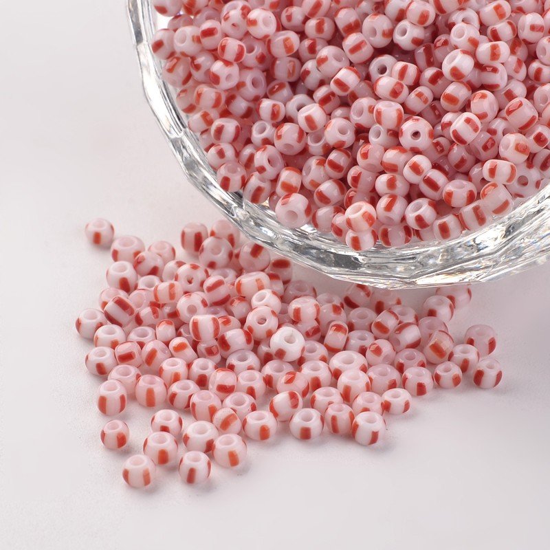 PandaHall 8/0 Opaque Colours Seep Glass Beads, Round Seed Beads, Red, 2.5~3x2~3mm, Hole: 0.8mm; about 15000pcs/450g Glass Red