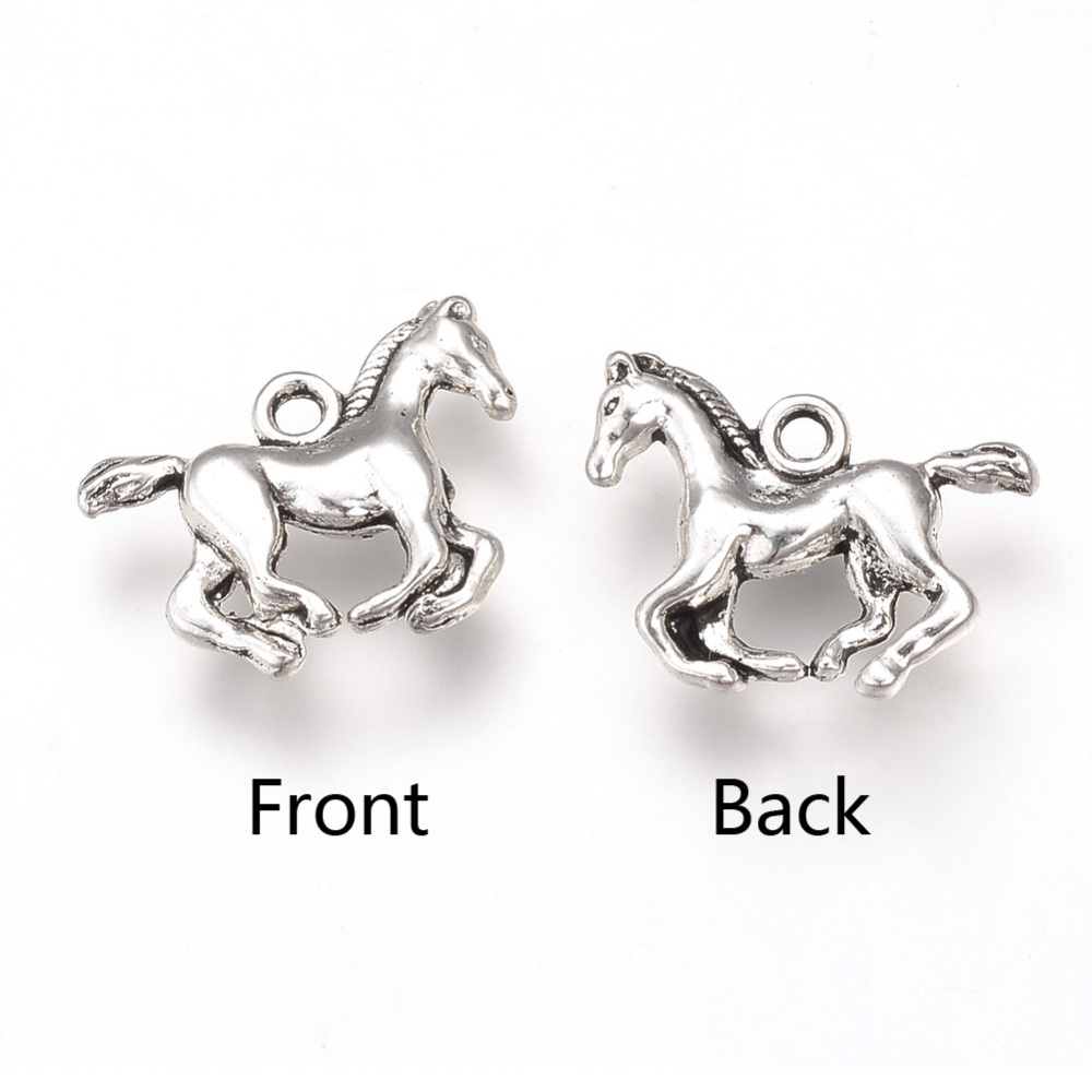 PandaHall Tibetan Style Alloy Pendants, Lead Free & Cadmium Free, Horse, Antique Silver, 19x14x3mm, Hole: 2mm; about 640pcs/1000g Alloy...