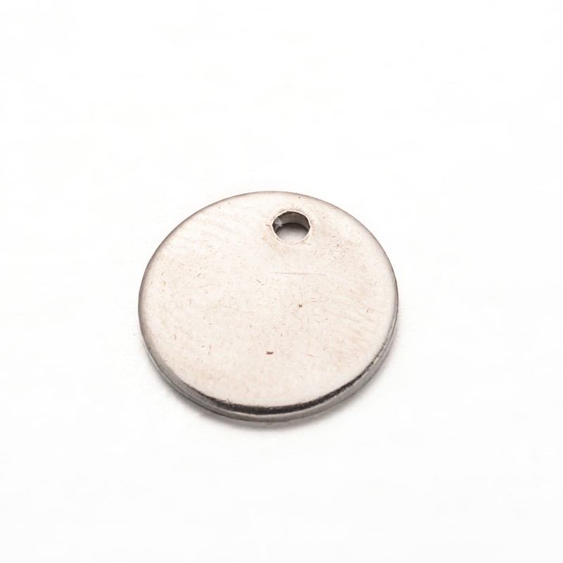 PandaHall Flat Round 304 Stainless Steel Charms, Stainless Steel Color, 10x1mm, Hole: 1mm Stainless Steel Flat Round