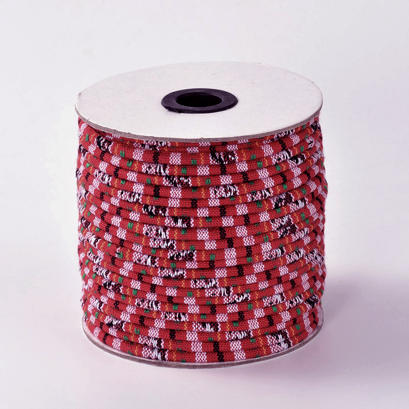 PandaHall Rope Cloth Ethnic Cords, Red, 6mm; about 50yards/roll Cloth Red