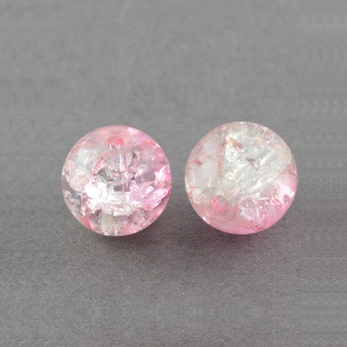 PandaHall Spray Painted Crackle Glass Beads Strands, Round, Pink, 4mm; Hole: 1.1~1.3mm, 31.4" Glass Round Pink