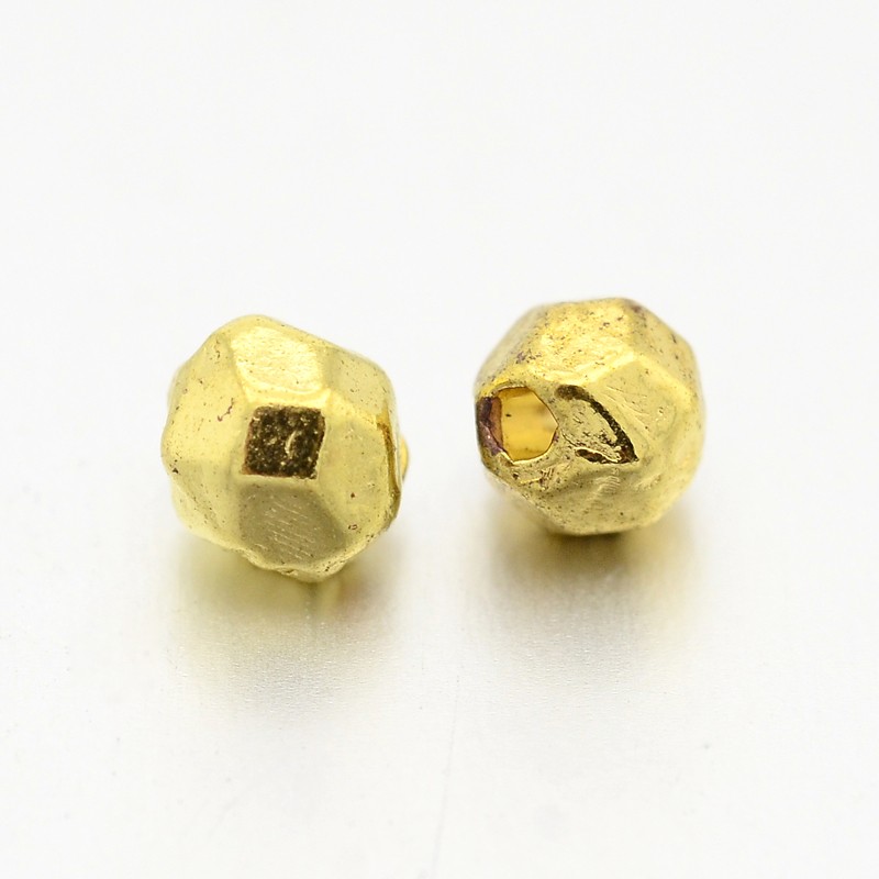 PandaHall Tibetan Silver Bead Spacers, Lead Free & Cadmium Free, Faceted, Oval, Golden, about 3.5mm long, 3.5mm thick, hole: 1mm Alloy Oval