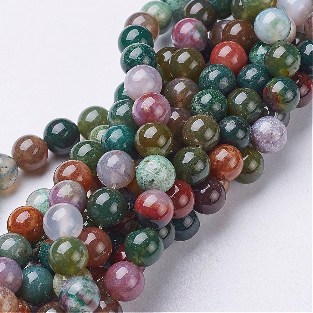 PandaHall Gemstone Beads Strands, Natural Indian Agate, Round, about 8mm in diameter, hole: about 1mm, 15~16" Indian Agate Round