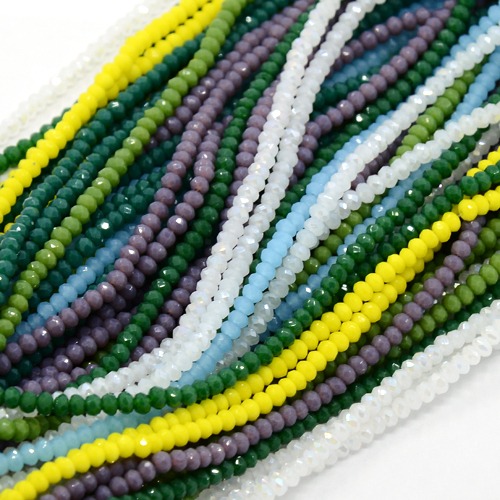 PandaHall Opaque Solid Color Crystal Glass Faceted Rondelle Beads Strands, Mixed Color, 3x2mm, Hole: 1mm; about 198pcs/strand, 15.7" Glass...