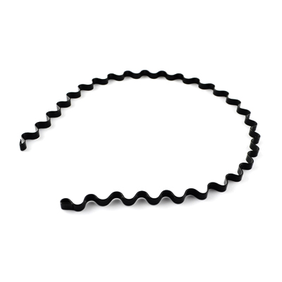 PandaHall Korean Style 5mm Width Plain Black Wave Shape Iron Hair Bands, High Quality Hair Accessories, 120mm Iron Black
