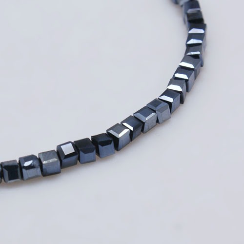 PandaHall Cube Shaped Black Plated Crystal Glass Beads Strands, Faceted, Black Plated, 2x2x2mm, Hole: 1mm; about 101pcs/strand, 9" Cube...