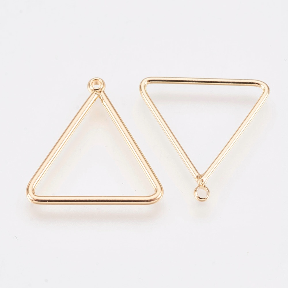 PandaHall Brass Pendants, Nickel Free, Triangle, Real Gold Plated, 16.5x16x0.9mm, Hole: 1mm Brass Triangle