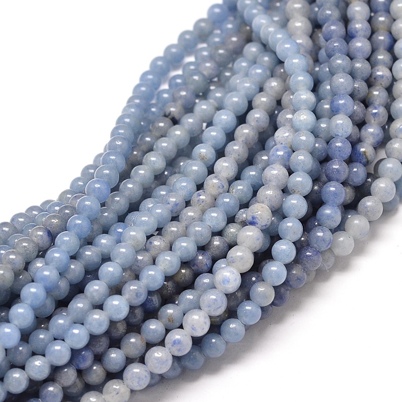 PandaHall Natural Blue Aventurine Round Bead Strands, Dyed, 8mm, Hole: 1mm; about 49pcs/strand, 16" Blue Aventurine Round