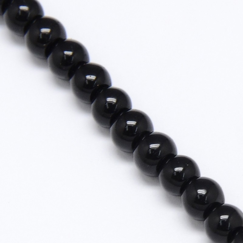 PandaHall Crystal Glass Round Beads Strands, Black, 4mm, Hole: 1mm; about 105pcs/strand, 15.7" Glass Round Black