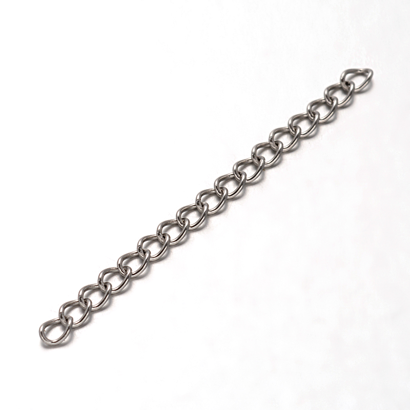 PandaHall 304 Stainless Steel End Chains, Stainless Steel Color, 51x3mm Stainless Steel
