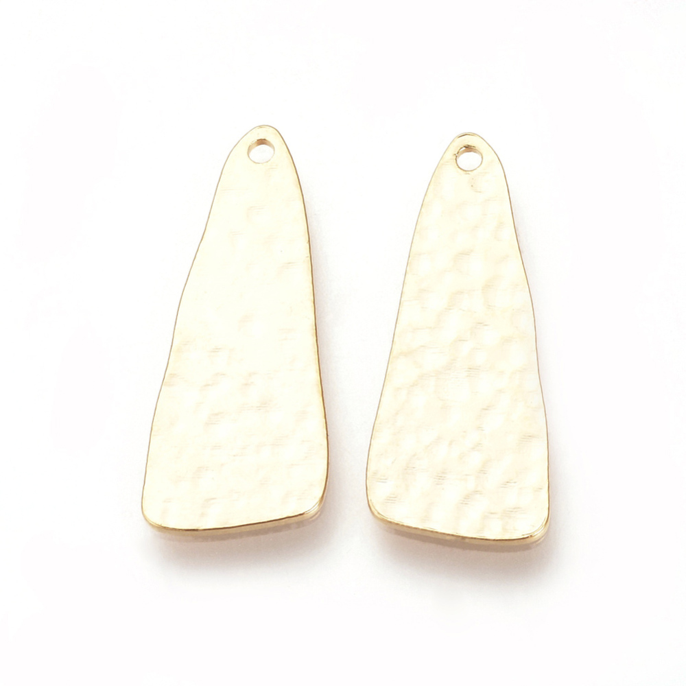PandaHall Brass Pendants, Real Gold Plated, Triangle, Golden, 26x10.5x1mm, Hole: 1mm Brass Triangle