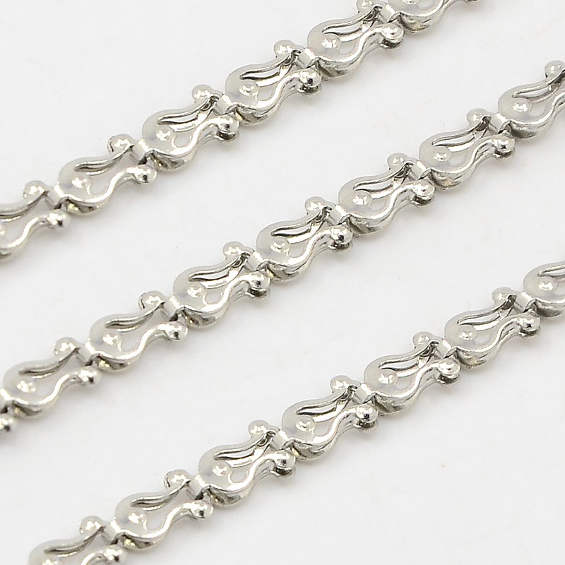 PandaHall 304 Stainless Steel Chains, Decorative Chain, Flower, , Stainless Steel Color, 5x3x1.5mm Stainless Steel