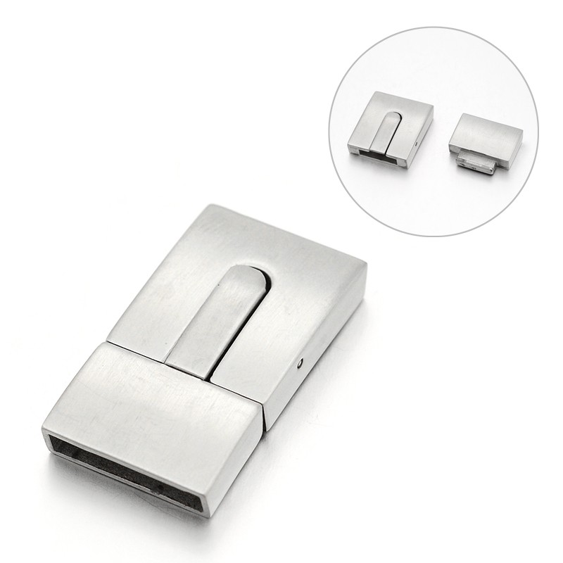 PandaHall Smooth Surface 304 Stainless Steel Rectangle Bayonet Clasps, Stainless Steel Color, 30x17x6mm, Hole: 15x3mm Stainless Steel