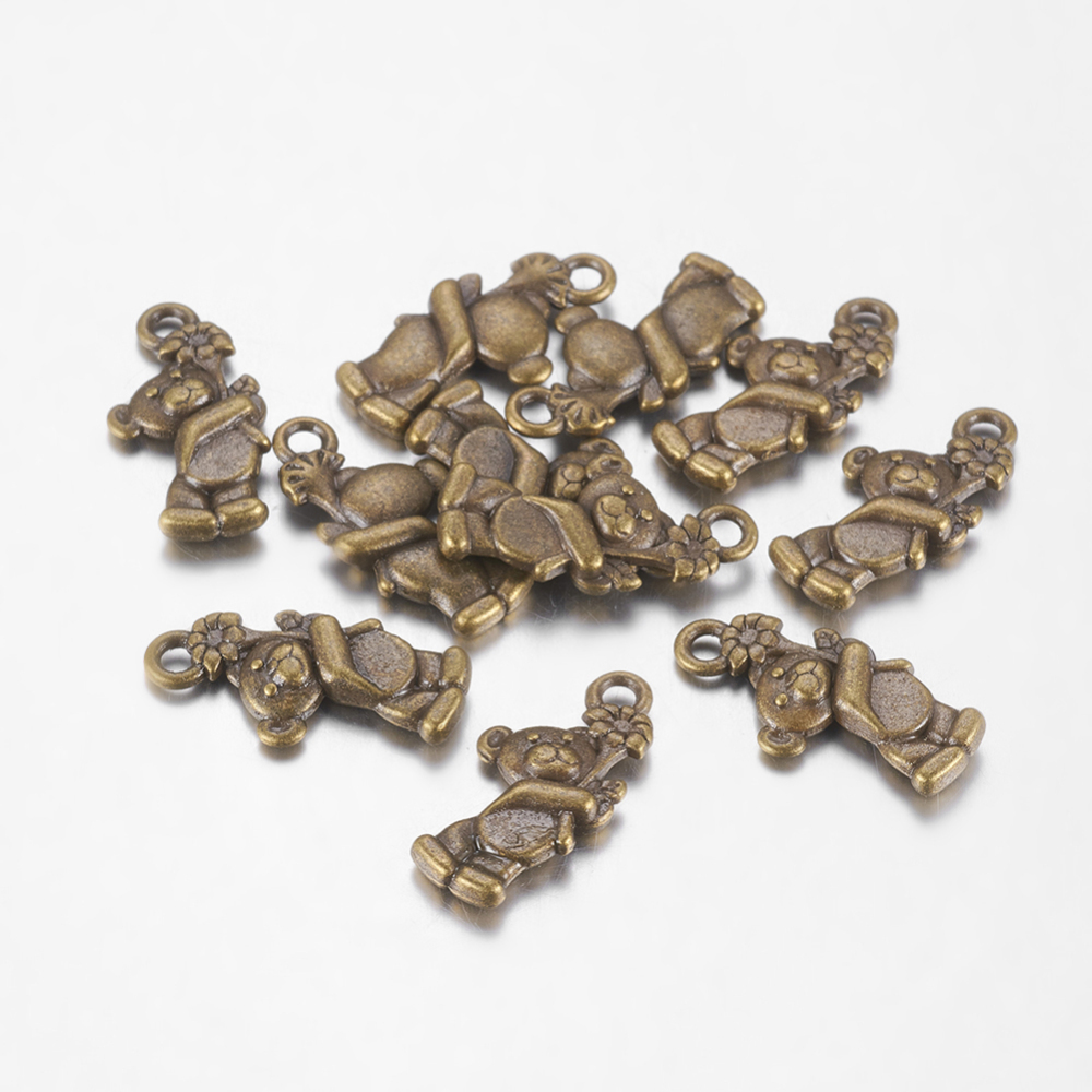 PandaHall Zinc Alloy Pendants, Lead Free, Bear, Antique Bronze Color, Size: about 19mm long, 9mm wide, 3mm thick, hole: 2mm Alloy Bear