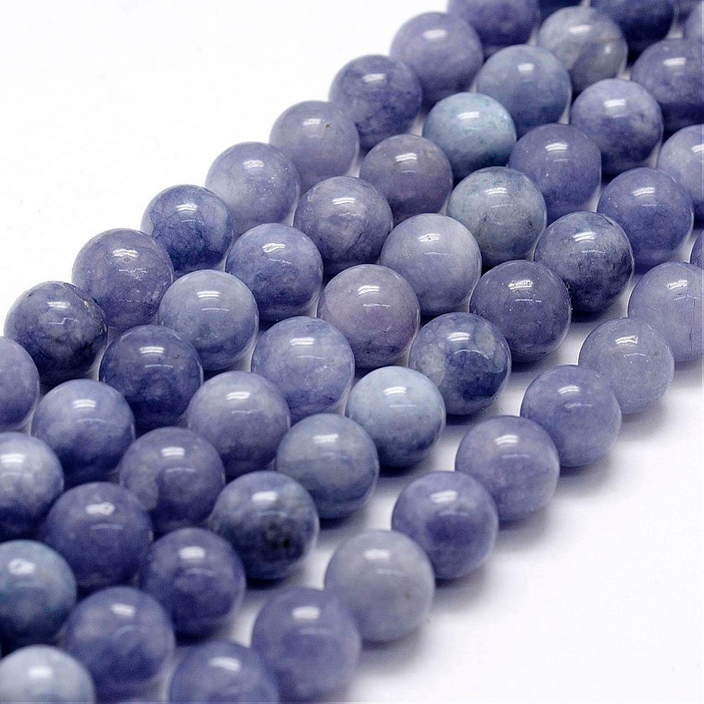 PandaHall Natural White Jade Imitation Aquamarine Beads Strands, Round, Dyed, 10mm, Hole: 1.2mm; about 37pcs/strand, 14.7" White Jade Round...
