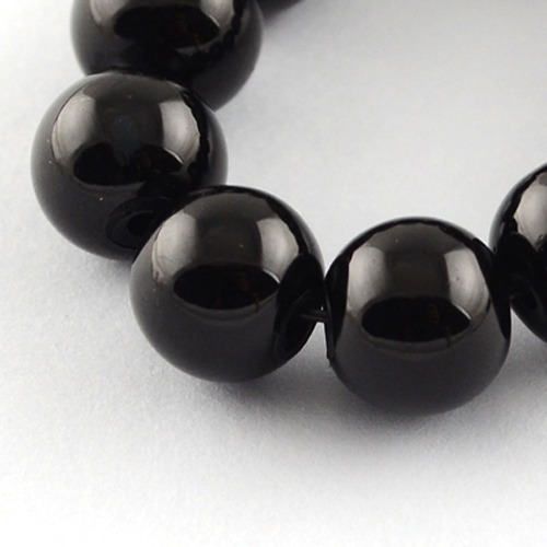 PandaHall Painted Glass Bead Strands, Baking Paint, Round, Black, 4mm, Hole: 1.1~1.3mm; about 200pcs/strand, 31.4" Glass Round Black