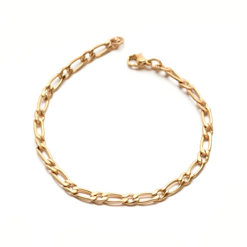 PandaHall 304 Stailess Steel Figaro Chain Bracelets, with Lobster Claw Clasps, Golden, 7-7/8"(200mm) Stainless Steel