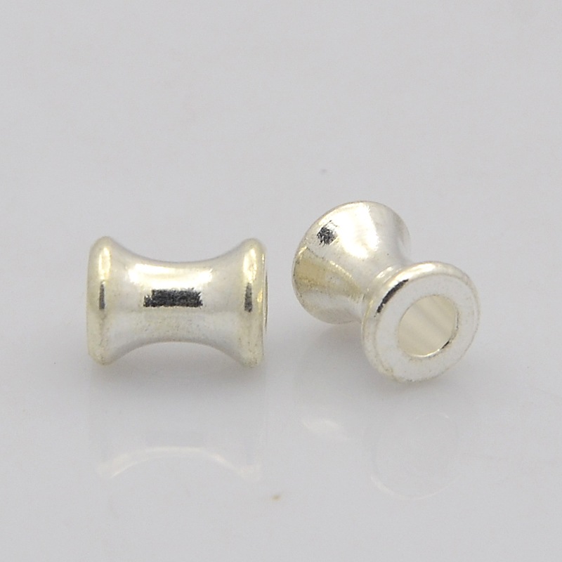 PandaHall Brass Beads, Bone, Silver, 8x5mm, Hole: 3mm Brass Others Silver