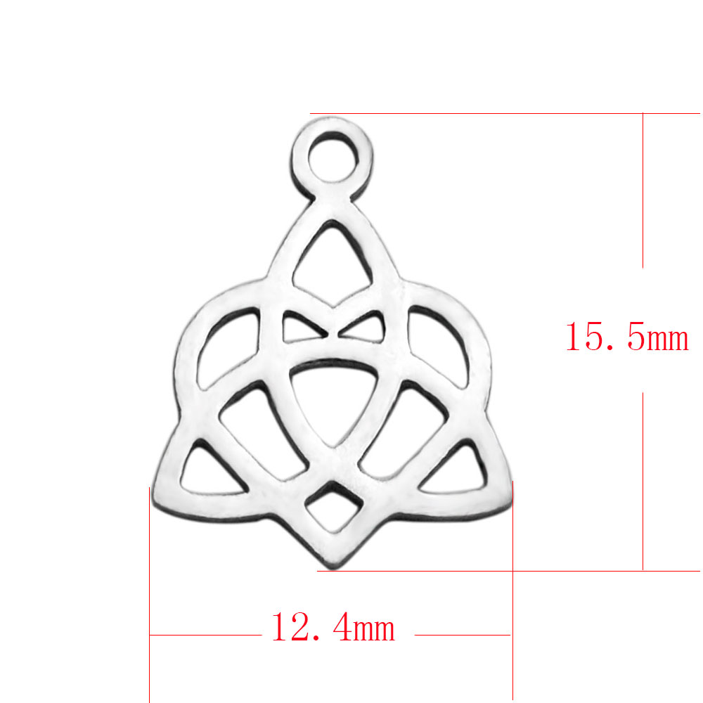 PandaHall 304 Stainless Steel Pendants, Stainless Steel Color, 15.5x12.4x1mm, Hole: 1.5mm Stainless Steel Others