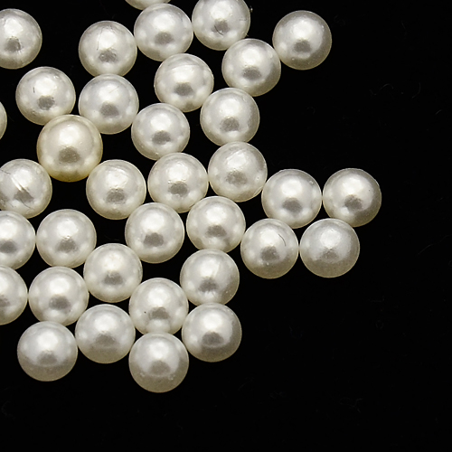 PandaHall ABS Plastic Imitation Pearl Round Beads, Dyed, No Hole, White, 8mm; about 1500pcs/bag ABS Plastic Round White