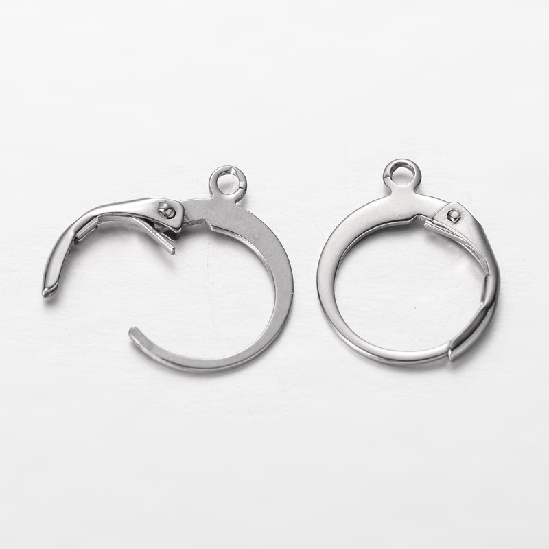 PandaHall 304 Stainless Steel Leverback Earring Findings, Stainless Steel Color, 14.5x12x2mm, Hole: 1mm Stainless Steel