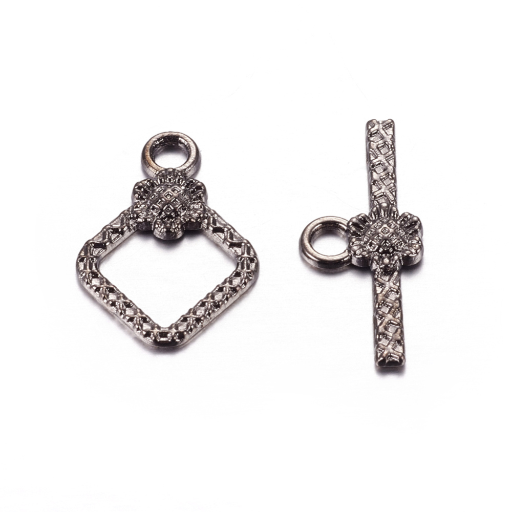 PandaHall Tibetan Style Toggle Clasps, Lead Free & Cadmium Free & Nickel Free, Rhombus, Gunmetal, Size: Rhombus: about 21mm long, 15mm wide...