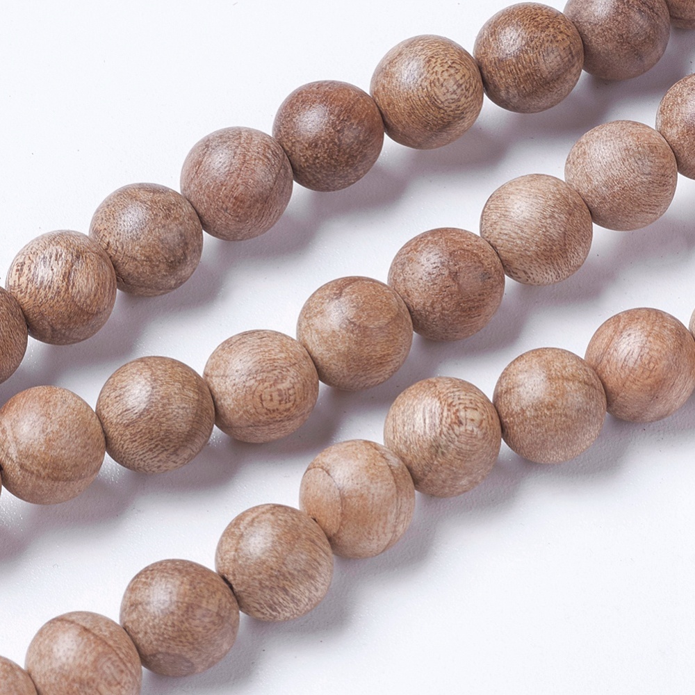 PandaHall Natural Wood Beads Strands, Round, BurlyWood, 10mm, Hole: 1mm; about 38pcs/strand, 14.9"(38cm) Wood Round Orange