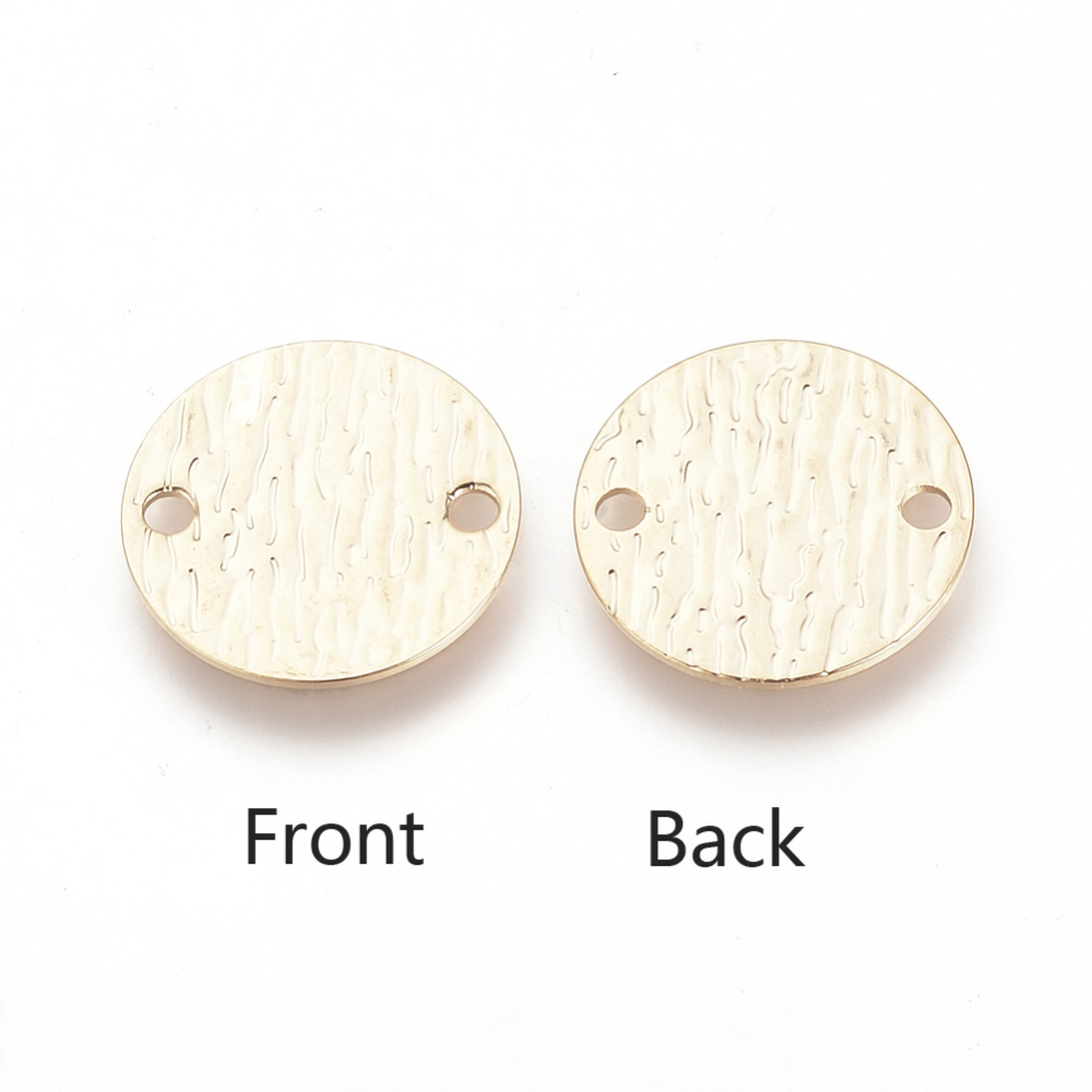 PandaHall Brass Links, Real Gold Plated, Flat Round, 16x1mm, Hole: 2mm Brass Flat Round