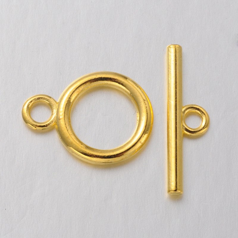 PandaHall Tibetan Silver Toggle Clasps, Lead Free and Cadmium Free, Golden, Ring: 14mm wide,19mm long, Bar: 2mm wide, 22mm long, hole: 2.5mm...