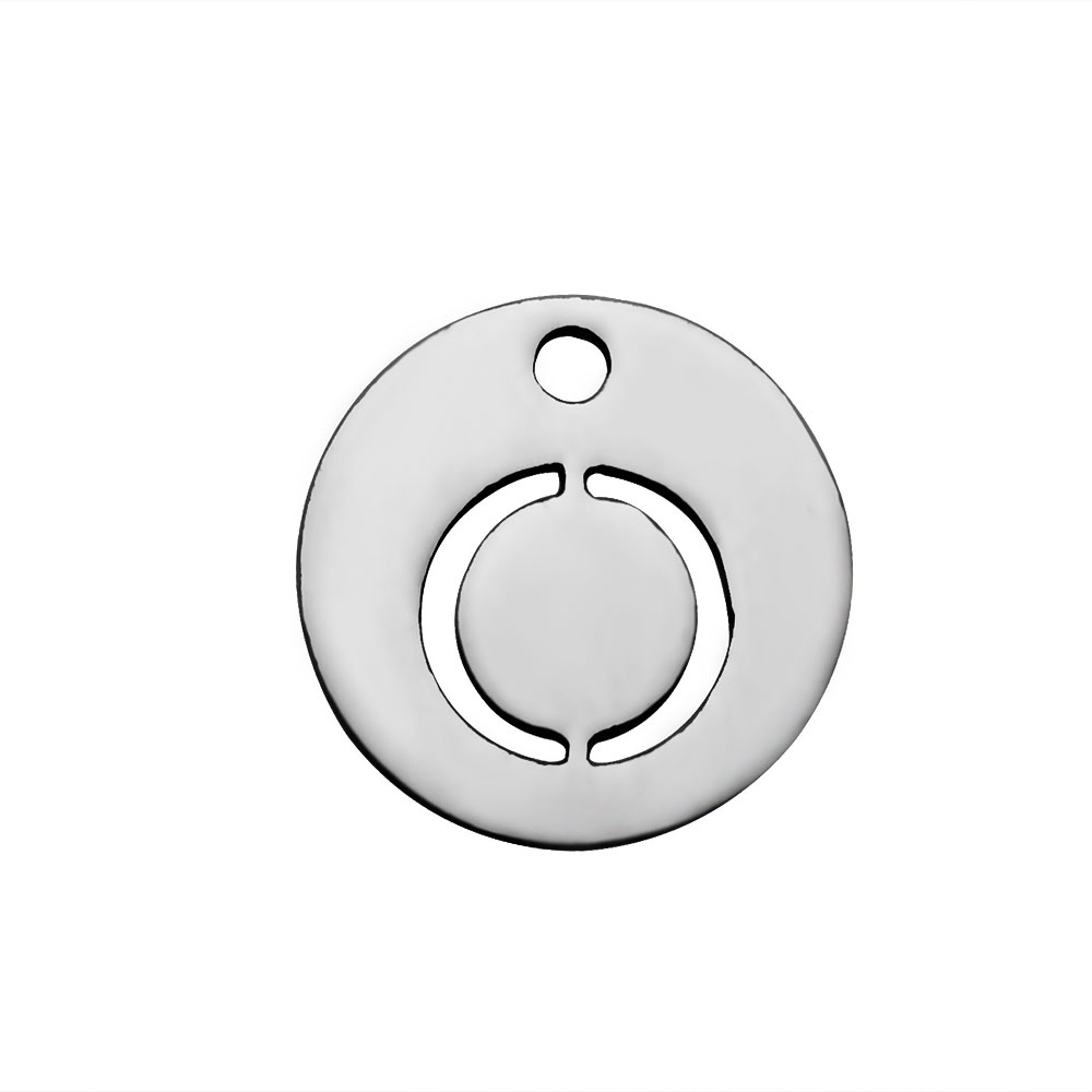PandaHall 304 Stainless Steel Charms, Flat Round with Letter, Stainless Steel Color, Letter.O, 12x1mm, Hole: 1.5mm Stainless Steel Flat...