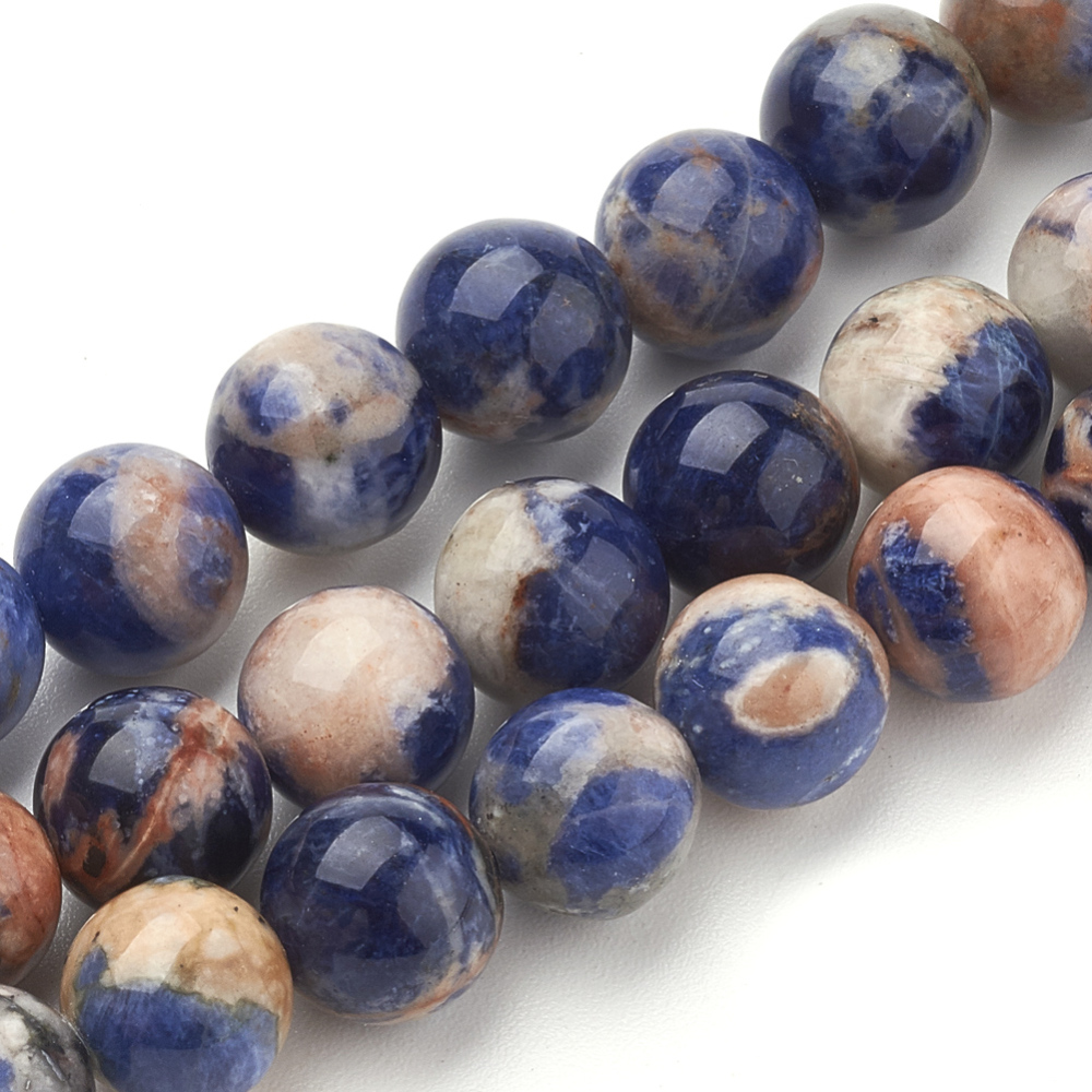 PandaHall Natural Sodalite Beads Strands, Round, 8mm, Hole: 1mm; about 50pcs/strand, 15.7" Sodalite Round
