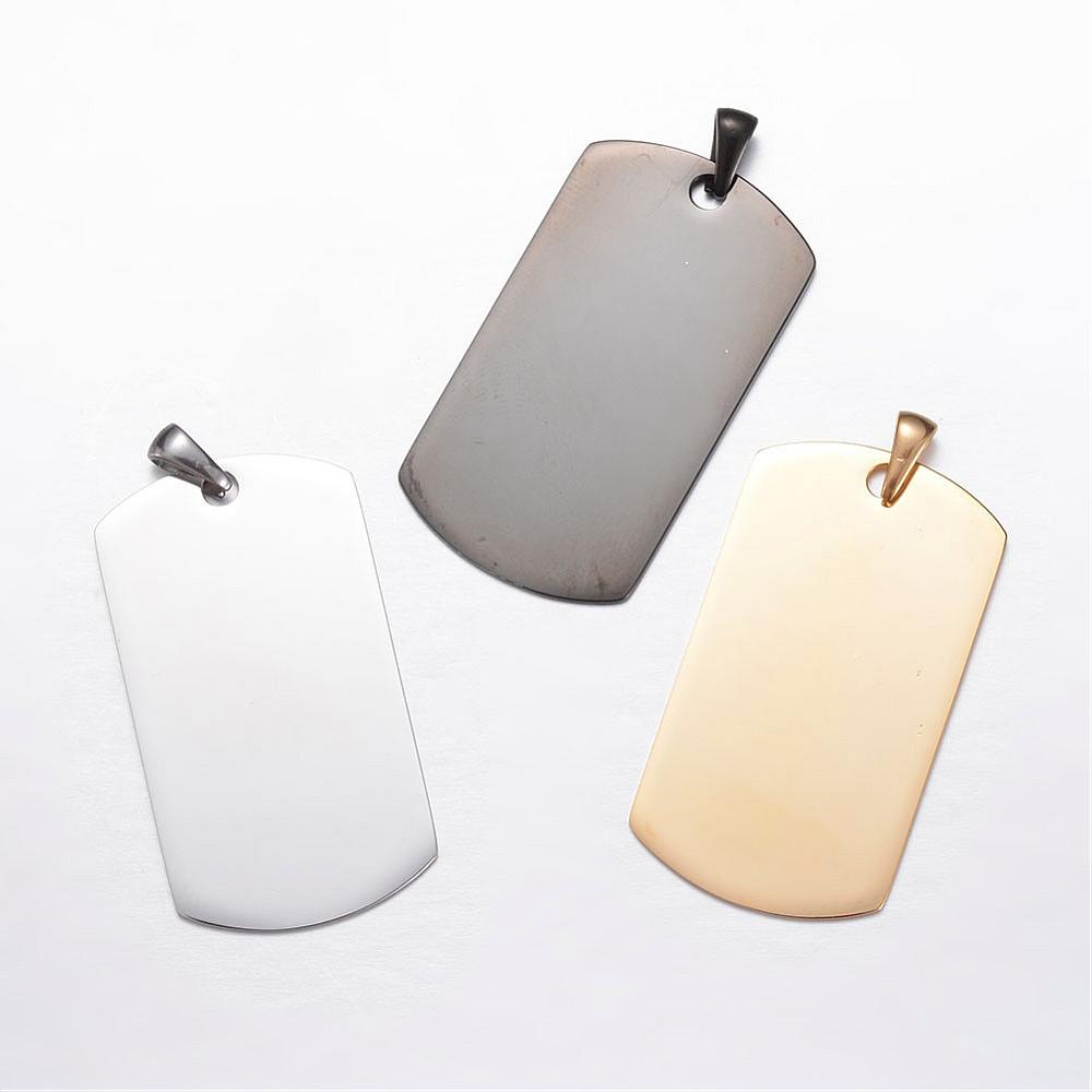 PandaHall 304 Stainless Steel Pendants, Blank Stamping Tag Rectangle, Mixed Color, 43x24x1mm, Hole: 3x6mm Stainless Steel Rectangle...